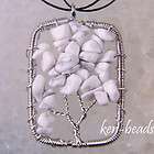Life Tree White Turquoise Beads Wire Wrap Pendant 18KGP S430