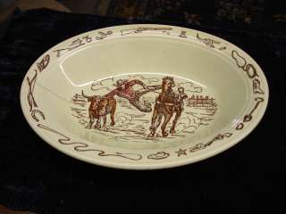 Vernon Kilns Frontier Days 10 Inch Oval Chili Bowl Serving Size 