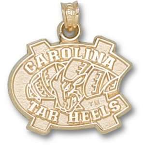  North Carolina Tar Heels NC with Ram Head Pendant   Gold 