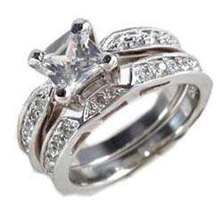 5ct Princess cut BRIDAL Engagement Wedding Ring set STERLING SILVER 