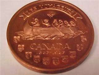 Les Voyageurs Canada 1867 1967 Commemorative Token  10763C  