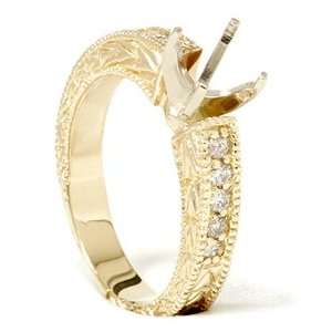 Diamond Engagement Ring Setting Semi Mount Pave 14K Yellow 