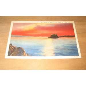  Vintage Sunset Over Black Rock Salk Lake Utah Postcard 