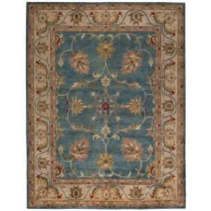  Annette Medium Teal Traditional Hand Knotted Wool Rug 5.00 