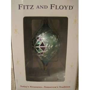  Fitz and Floyd Crystal Winter Teal Teardrop Ornament