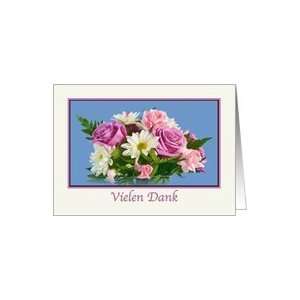  Thank you, Vielen Dank, German, Floral Bouquet Card 