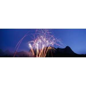  Firework Display with a Mountain Range, Rocky Mountains 