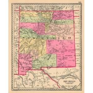  Tunison 1887 Antique Map of New Mexico