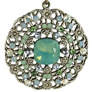 Anne Koplik Designs Pacific Green Multi Silver Pendant Necklace with 