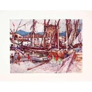  1905 Color Print Viareggio Tuscany Italy Goff Shipbuilding 