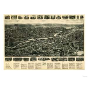  Ansonia, Connecticut   Panoramic Map   Ansonia, CT Premium 