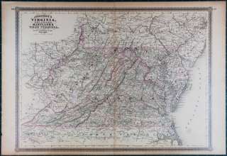 Johnson 1886 Atlas HUGE HC Antique Map VA WV Appalachia  