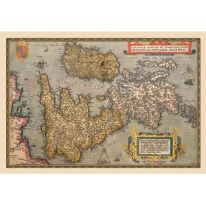  Map of Britian and Ireland 16X24 Canvas Giclee