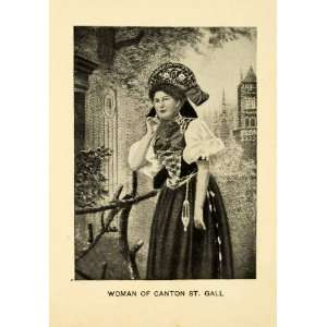  1902 Halftone Print Costume St. Gallen Gall Switzerland 