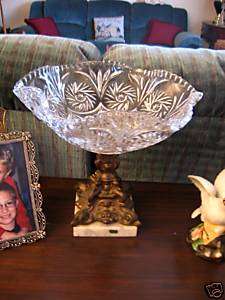 Vintage Crystal Italian Marble Base Compote WOW   