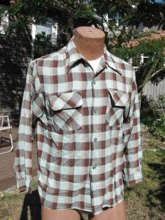 Plaid Turquoise Towncraft 1950s vtg Rockablly Shirt  