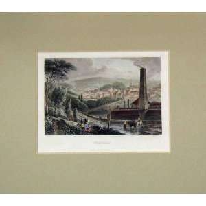  1840 Hand Coloured Print View Verviers Town Scene