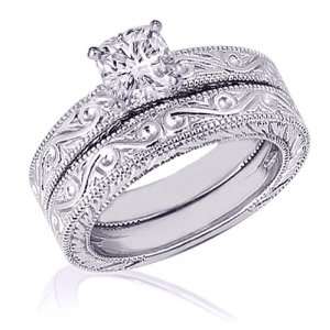 60 Ct Cushion Cut Solitaire Diamond Vintage Engagement Wedding Rings 