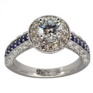 Antique Diamond Sapphire Engagement Ring With GIA CERTIFIED H SI1 