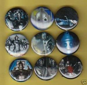 Cybermen Set of 9 Buttons pins Badges Dr Who Villains  