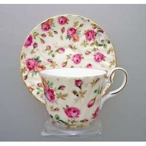 Antique Rose Bone China Cup and Saucer   4 Sets  Kitchen 