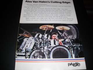 Paiste Drum Cymbals   Alex Van Halen 1985 Print Ad  