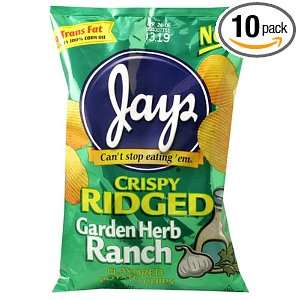   Ridged Potato Chips, Garden Herb Ranch, 11 Ounce Bags (Pack of 10