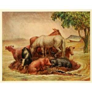  1936 Print Agricultural Livestock Kansas Flooding Refuge 