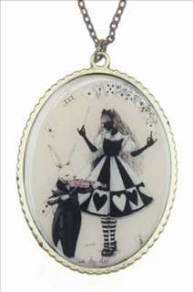 Alice Wonderland Rabbit Bunny Heart Pendant Necklace  