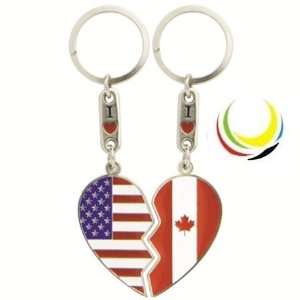  Keychain USA & CANADA HEART 