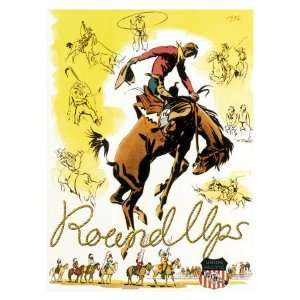 Union Pacific, Rodeo Round Up Giclee Poster Print, 18x24  