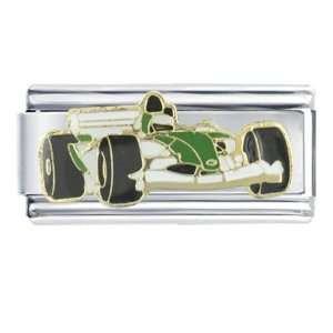  Formula 1 Green Race Car Vehicle Italian Charm Bracelet 