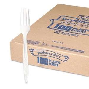 SOLO Cup Company Guildware Heavyweight Plastic Forks, White, 10 Boxes 