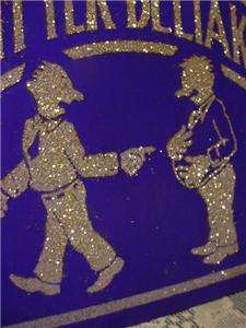 VINTAGE 1930s SILVER GLITTER BEHIND THE BAR SIGN KWITYER BELIAKEN 