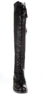 NEW $450 VIA SPIGA NATHAN BLACK OVER THE KNEE LACE UP LEATHER BOOTS 