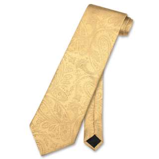 Vesuvio Napoli NeckTie Solid GOLD Color Paisley Mens Neck Tie  