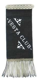 ANTIQUE VESTA ROWING CLUB CREW PIN RIBBON BADGE 19TH C  