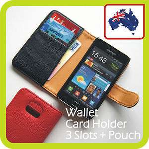 SAMSUNG Galaxy S2 LEATHER WALLET CARD HOLDER FLIP Case Cover  