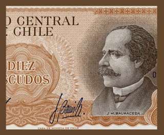10 ESCUDOS Banknote of CHILE   1973   BALMACEDA   UNC  