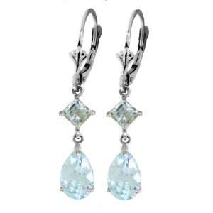 14k White Gold Dangle Earrings with Aquamarines Jewelry