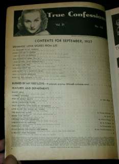 TRUE CONFESSIONS Magazine September 1937 Issue  