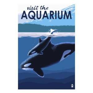  Visit the Aquarium, Orca and Calf Travel Premium Poster 