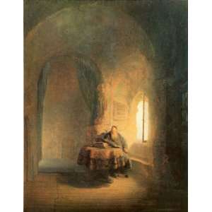 Oil Painting Philosopher Reading Rembrandt van Rijn Hand Painted Art