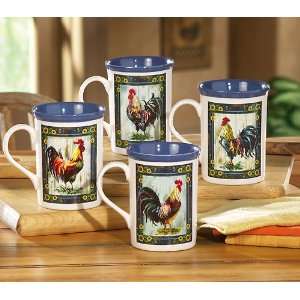  Set of 4 Rooster Mugs 