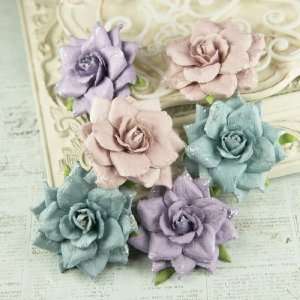  Arcadian Mulberry Paper Flowers With Glitter 1.5 6/Pkg 