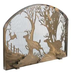   30H Deer On The Loose Arched Fireplace Screen