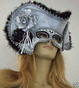 Venetian Mask Masquerade Pirate Hat White Mardi Gras  