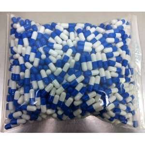  1000 gelatin gel capsules size 00 White/Blue ~ Kosher 