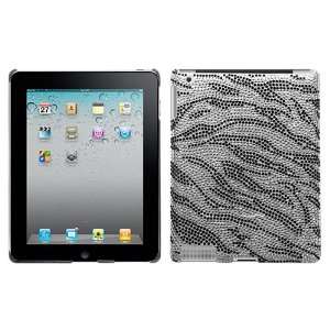 For Apple ipad 2 Black Zebra Skin Diamante Back Protector Cover case 