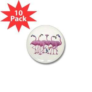  Mini Button (10 Pack) Cool Flamingos with Sunglasses 